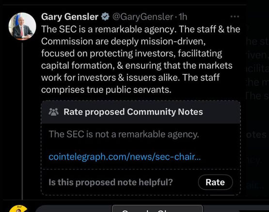 doge部门负责人马斯克回应gary gensler辞职:sec的工作效率不佳