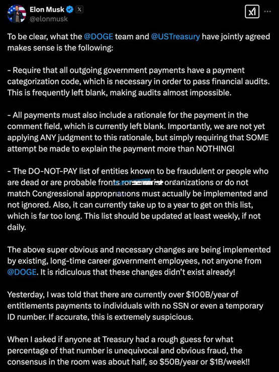 马斯克doge已帮美国省下367亿美元!coinbase ceo:财政收支必须上链