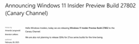 Win11 Canary 27802预览版今日发布:引入新电池图标