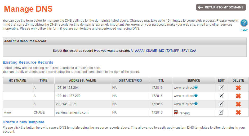 namesilo默认ip记录