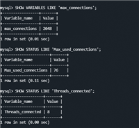 MySQL数据库连接数查询、配置简单示例代码