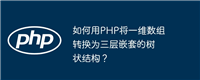 如何用PHP将一维数组转换为三层嵌套的树状结构?