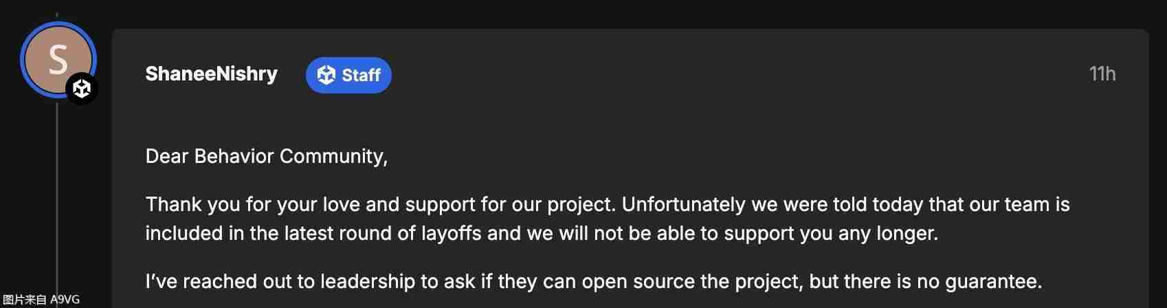 unity于2月11日突然进行第六波裁员 约1800人占总数25%