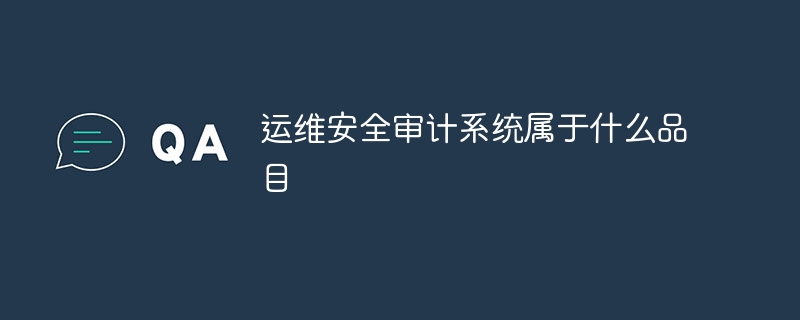 运维安全审计系统属于什么品目
