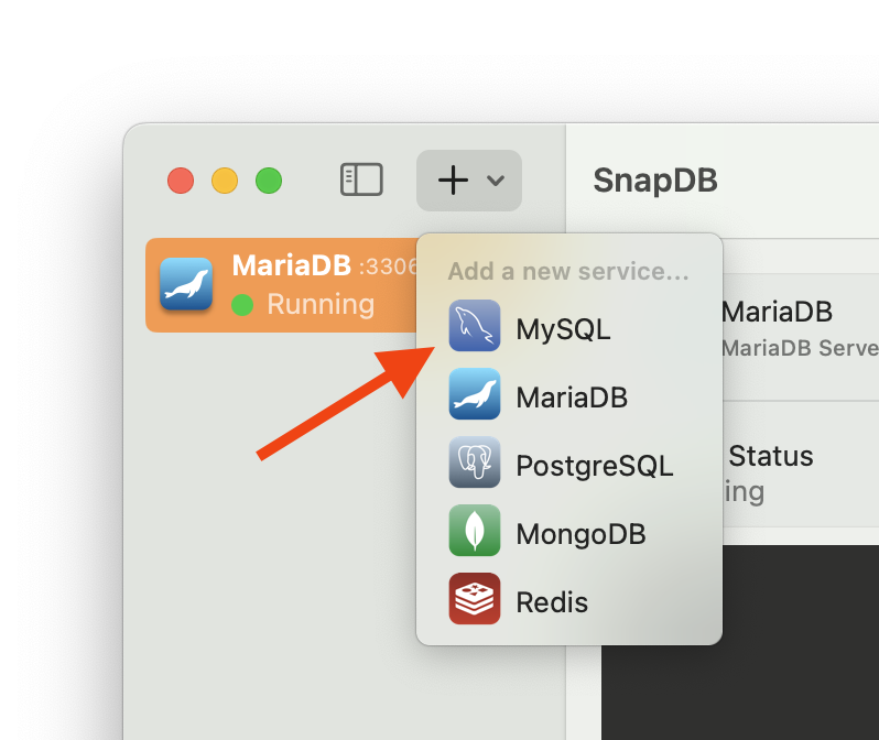 adding mysql server in snapdb