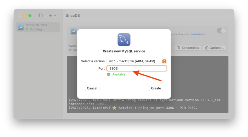 selecting a port and version for mysql