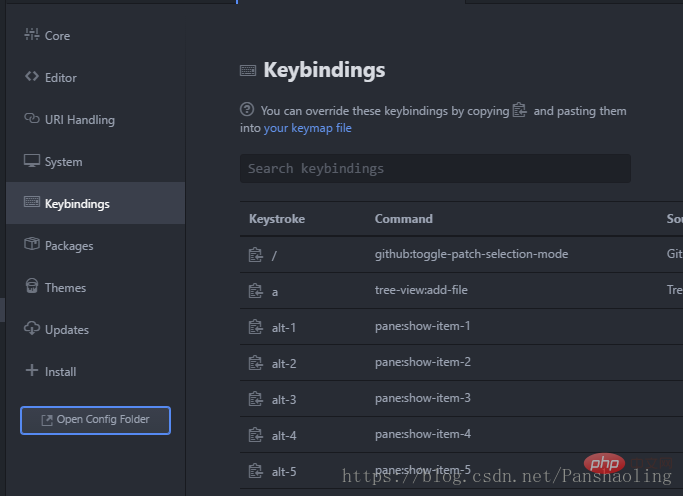 找到open config folder