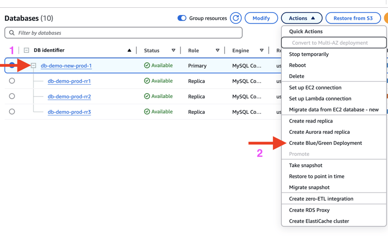 使用 aws 蓝/绿部署以零停机时间缩减 mysql rds 数据库的存储