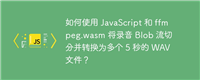 如何使用 JavaScript 和 ffmpeg.wasm 将录音 Blob 流切分并转换为多个 5 秒的 WAV 文件?