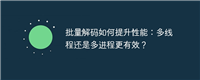 批量解码如何提升性能:多线程还是多进程更有效?