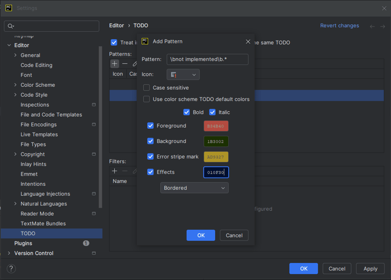 pycharm 中用于突出显示注释的正则表达式