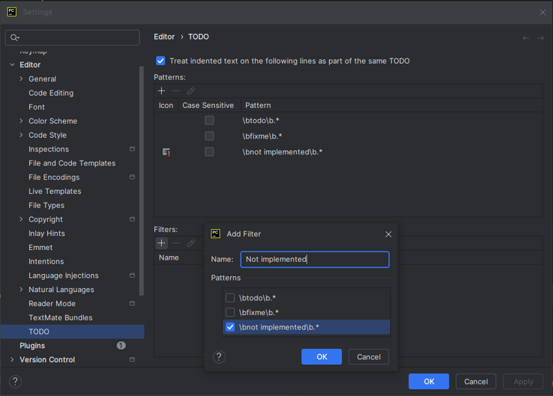 pycharm 中用于突出显示注释的正则表达式