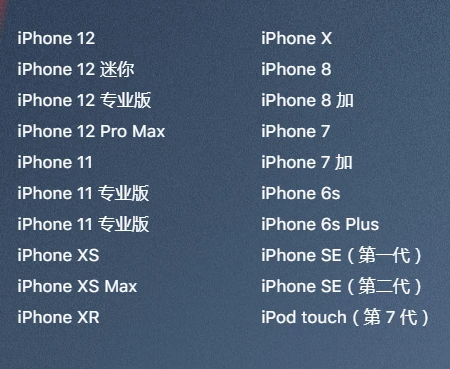 ios15支持的机型有哪些