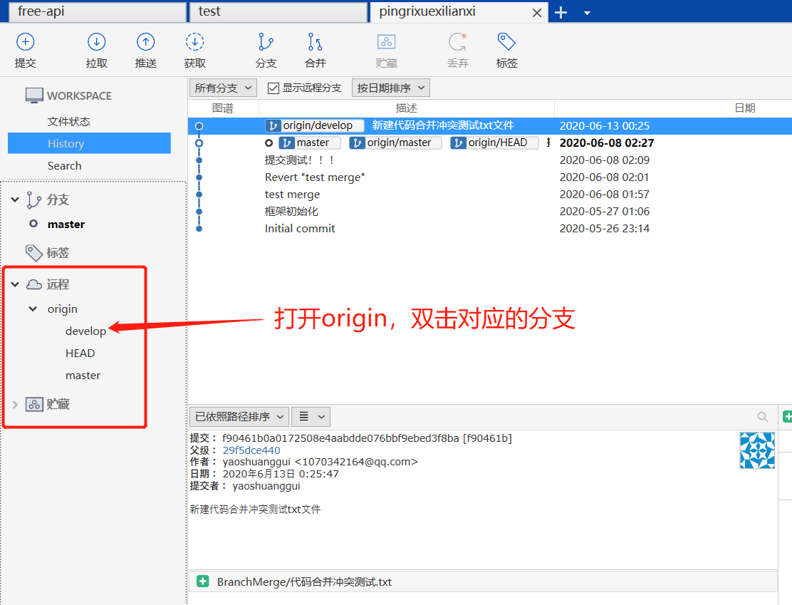 全网最全面的sourcetree使用教程详解（连接远程仓库，克隆，拉取，提交，推送，新建/切换/合并分支，冲突解决，提交pr）_推送_08