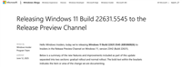 Win11 RP 22631.5545预览版发布: 附KB5060826完整更新日志