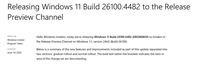 Win11 RP 26100.4482预览版发布:附KB5060829完整更新日志
