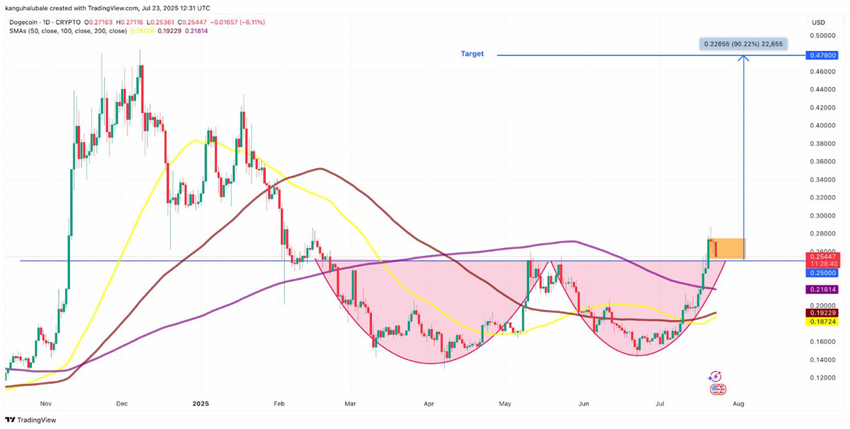 doge价格在该指标转为看涨时曾上涨340%