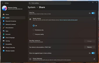 Win11共享界面新增广告关闭功能且就近共享改版为共享