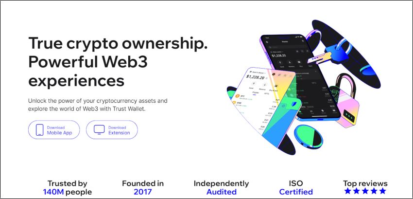 2. trust wallet：最适合初学者的加密货币钱包