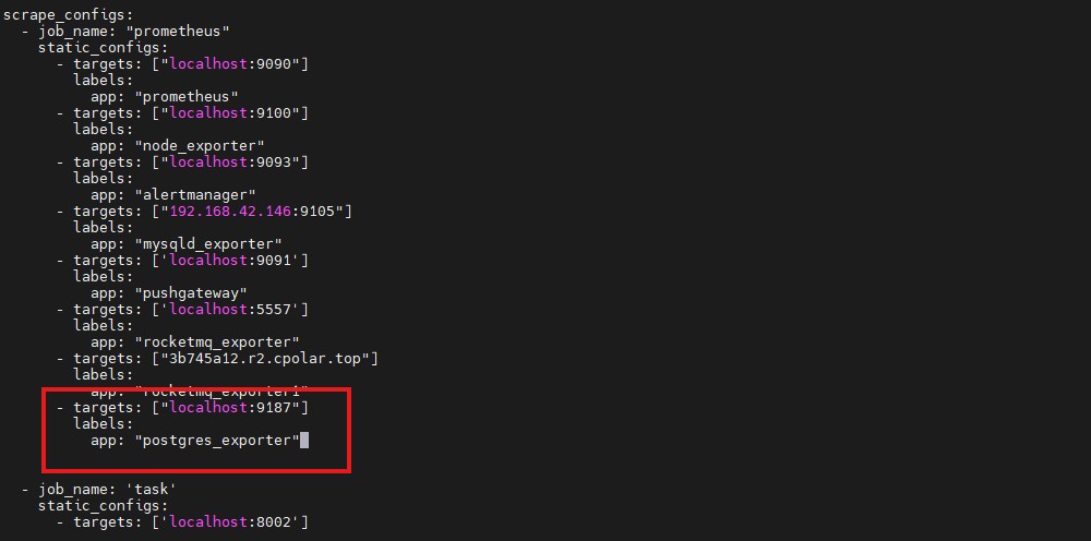 5.配置prometheus监控postgres_exporter