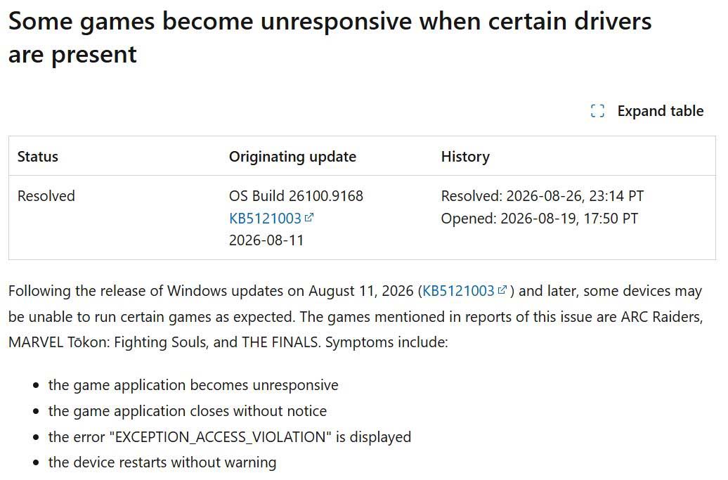 正阻止相关驱动加载! Win11 KB5121003导致游戏崩溃与RGB驱动有关