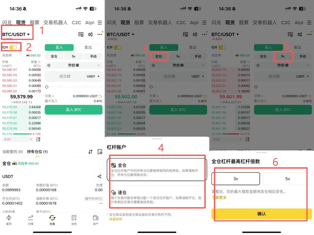 step 3:进入币安杠杆交易页面